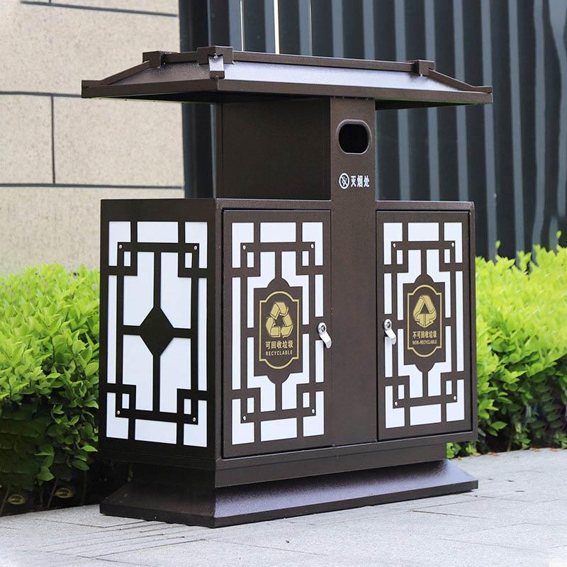 复古风两分类垃圾桶100X45X101