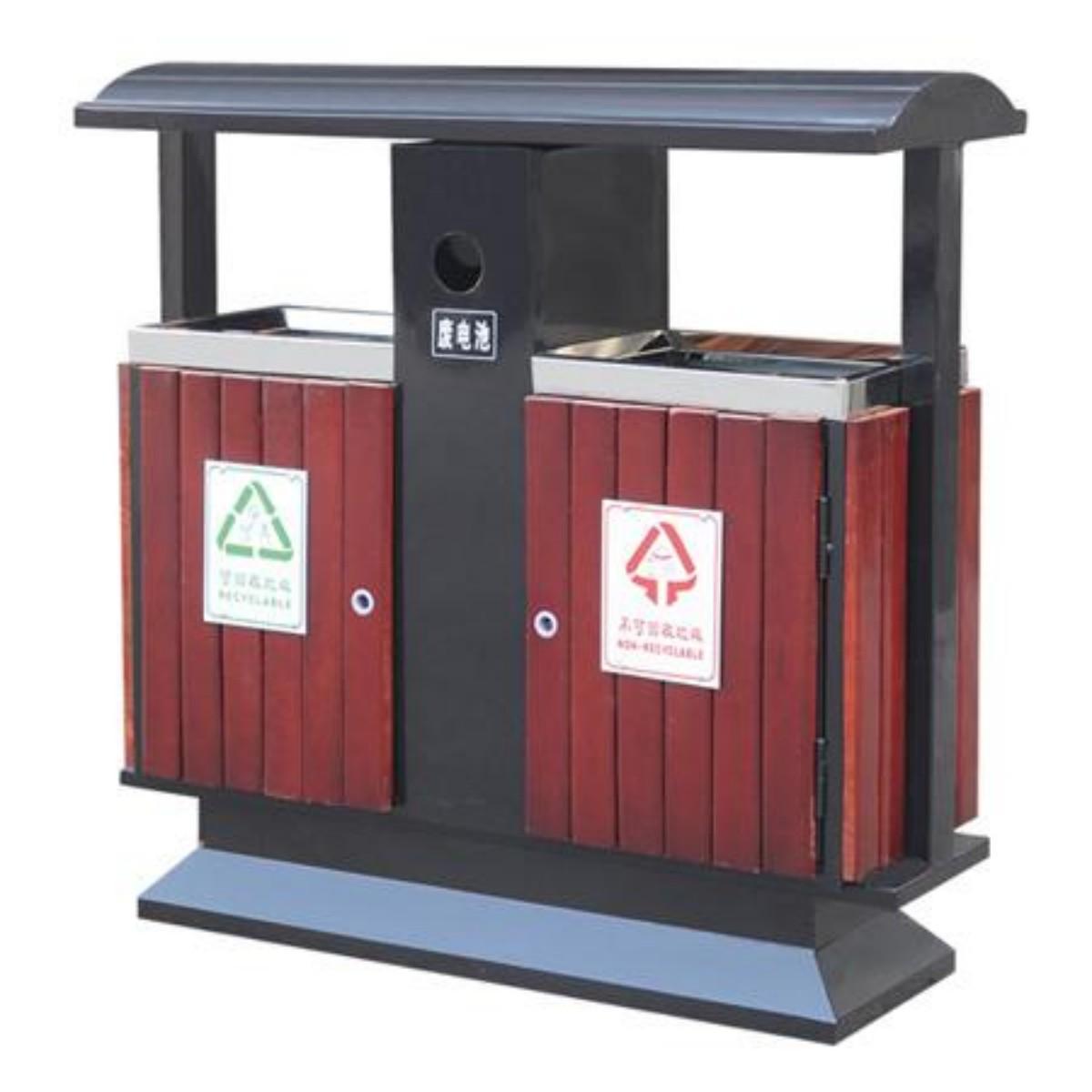 钢木垃圾桶0301 100X35X100