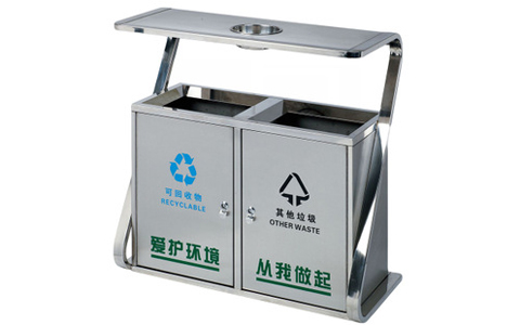 户外不锈钢垃圾桶双桶